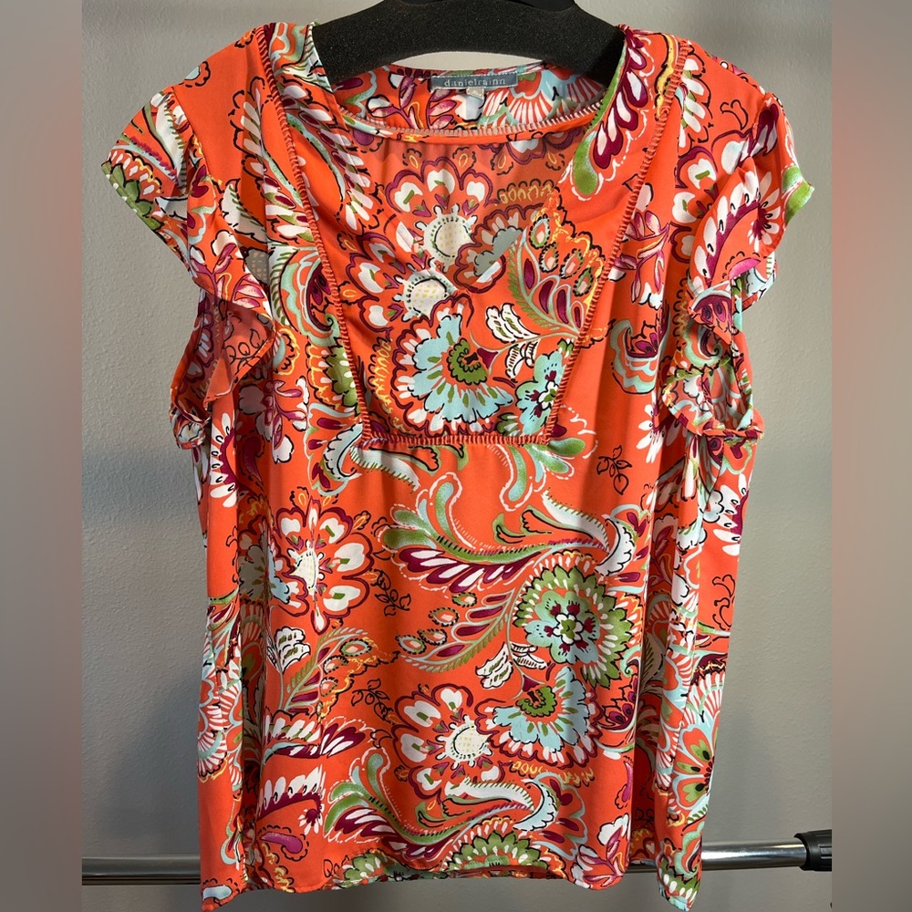 Daniel Rainn XL Olivia lace detail orange floral shirt